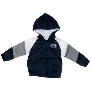 navy toddler full zip hooded sweatshirt with Penn State Athletic Logo